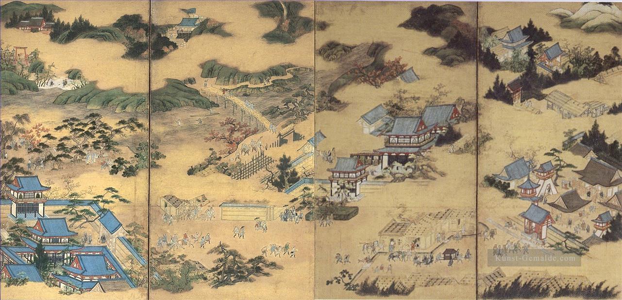 Berühmte Ansichten von sagano und berühmte Ansichten von uji Paar 1 Kano Eitoku Japanisch Ölgemälde